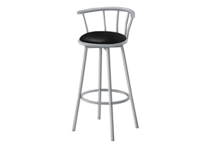 English Elm Barstool, Set of 2 with 360° Swivel, Cushioned Grey Fabric Seats, Sturdy Metal Frame, Contemporary Comfort Silver 30 L x 23 W x 12 H B2710P219021