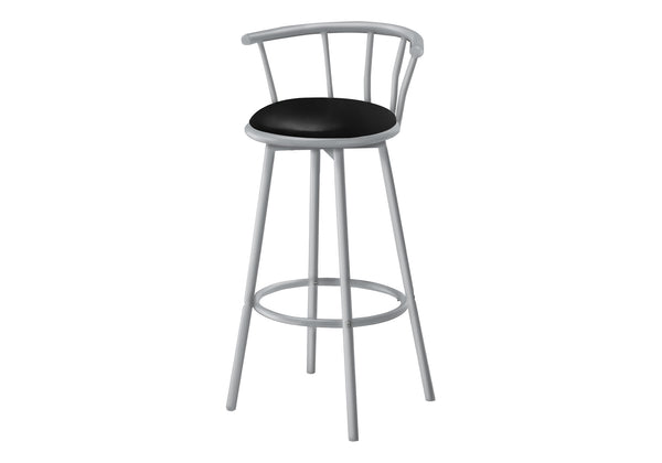 English Elm Barstool, Set of 2 with 360° Swivel, Cushioned Grey Fabric Seats, Sturdy Metal Frame, Contemporary Comfort Silver 30 L x 23 W x 12 H B2710P219021