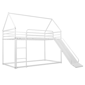 English Elm Twin Metal Tube Bunk Bed Frame for Kids Durable Sturdy Construction Safe Space-Saving Design White W420P256562