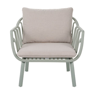 English Elm Christopher Knight Home® - Huron Outdoor PP Club Chair with Waterproof Olefin Cushions, Durable Plastic Frame and Iron Legs - Weather-Resistant Patio Seating Set Beige,Light Green N775P178198G