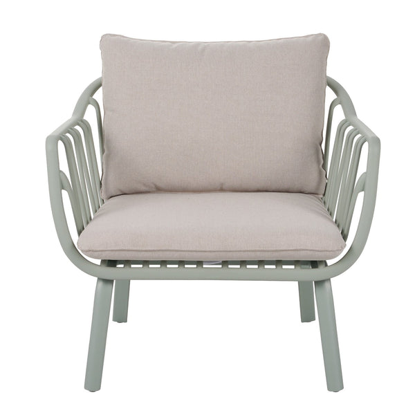 English Elm Christopher Knight Home® - Huron Outdoor PP Club Chair with Waterproof Olefin Cushions, Durable Plastic Frame and Iron Legs - Weather-Resistant Patio Seating Set Beige,Light Green N775P178198G