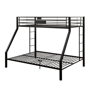 English Elm Sandy Sandy Black Twin XL/Queen Bunk Bed Stacked Metal Frame, Built-In Double Ladder & Guardrail B062S00469