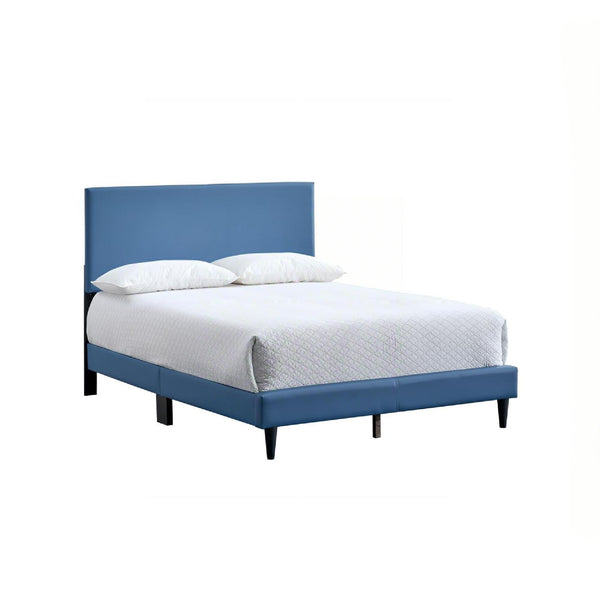 English Elm Baron Full Bed Frame with Faux Leather Upholstery, Slat Support, Adjustable Headboard Height, Fits 7–13" Blue 26.37 L x 60.39 W x 7.28 H B078P380172