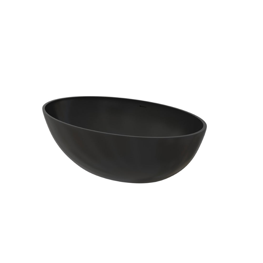 English Elm 67" Freestanding Soaking Tub Eco Stone Resin Matte Black Finish with Integrated Shelf T3785P490203