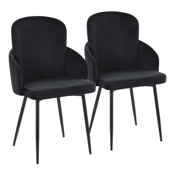 English Elm Dahlia Contemporary Dining Chair Set Of 2 In Black Velvet & Metal With Gold Accents For Elegance B202S01194