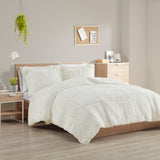 Intelligent Design Malea Glam/Luxury Shaggy Long Fur Comforter Mini Set ID10-1701 Ivory