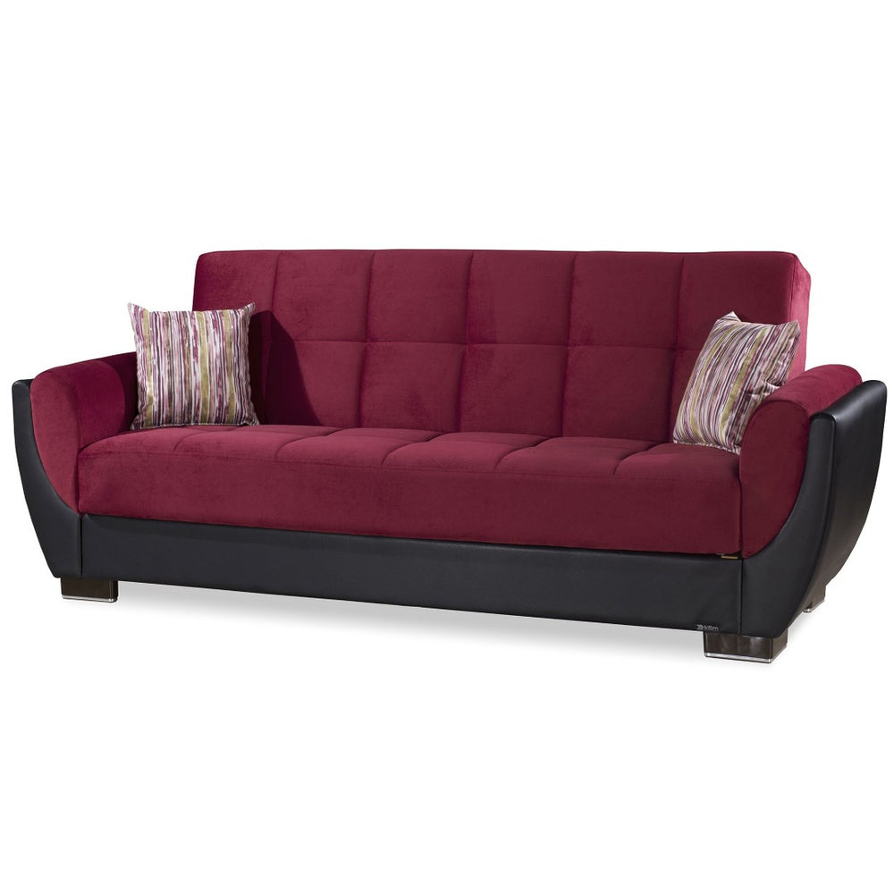 English Elm Primenest Skyhaven Convertible Upholstered Sofabed With Storage – Burgundy Microfiber, Compact Comfort B030P286503-GIGA