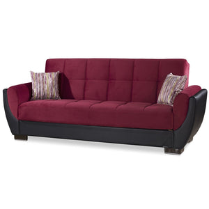 English Elm Primenest Skyhaven Convertible Upholstered Sofabed With Storage – Burgundy Microfiber, Compact Comfort B030P286503-GIGA