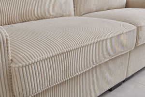 English Elm LOVESEAT, Velvet Upholstery with Foam-Wrapped Coil Cushions and Adjustable Headrests for Comfort and Durability Cream B205S00052