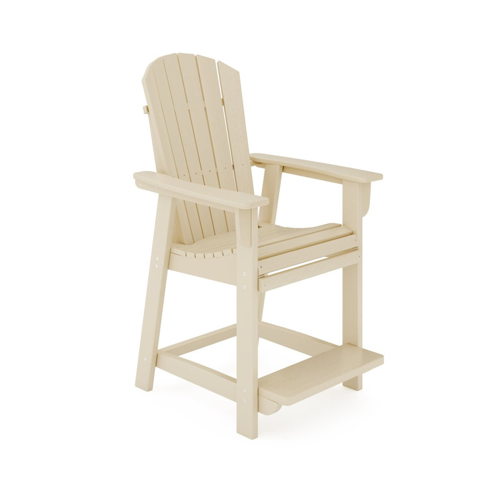English Elm Adirondack Hdpe Poly Lumber Counter Chair Ergonomic Outdoor Stool for Patio Dining Beige B195P198790