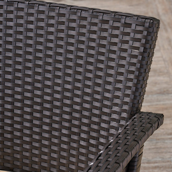 English Elm Christopher Knight Home® - ST LUCIA CHAIR Stylish PE Rattan Patio Seat with Iron Frame, Waterproof Fabric, Compact 28.25x25.5x17 Brown+Tan 54676.00BRN