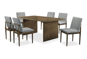 English Elm Natural Tone Mid-Century Dining Chairs Set of 2 Light Gray Upholstered Seats Solid Wood Legs Stylish Comfort B011P196967