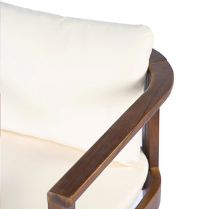 English Elm Outdoor Acacia Wood Dining Chairs Set of 2 with Cushions and Curved Arms Brown,Cream N768P372905B