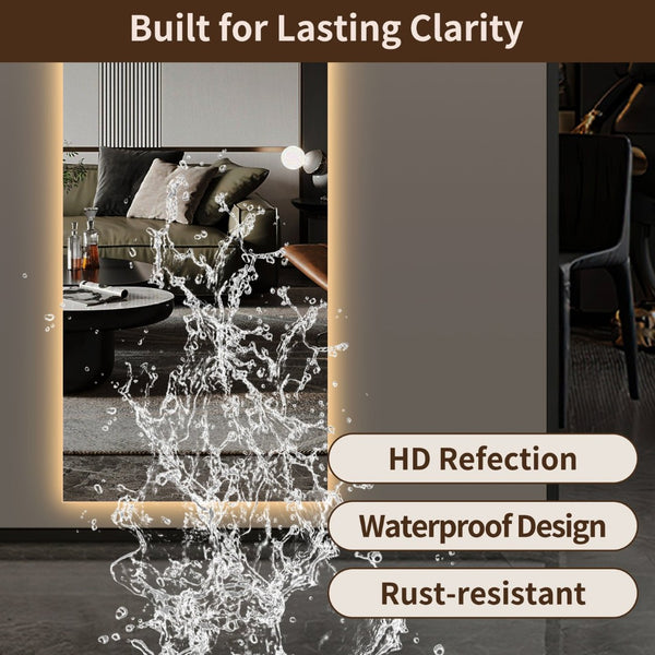 English Elm 65" Arch Full Length Wall Mirror with Dimmable Led Lighting for Bedroom or Entryway W2709P435584