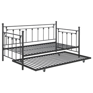 English Elm Tera Gunmetal Twin Daybed with Trundle — Farmhouse Spindle Design, Steel Frame, Caster Trundle & Slats B062P333394