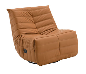 English Elm Talmon Plush Chenille Glider Recliner with 360° Swivel, Manual Recline, Foam Comfort, Low Clearance Orange 37.5 L x 32.7 W x 37 H B2726P245872