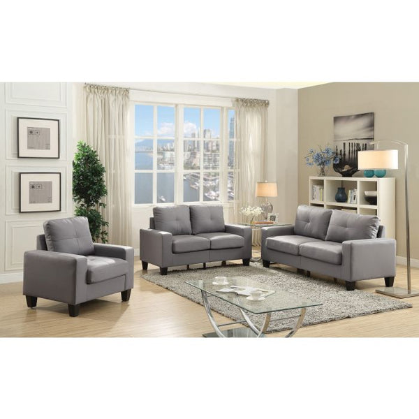 English Elm Versatile Gray PU Loveseat with Track Arms, 58"W Compact Two-Seater, 25" Seat Depth, Chic Casual Style B078108259