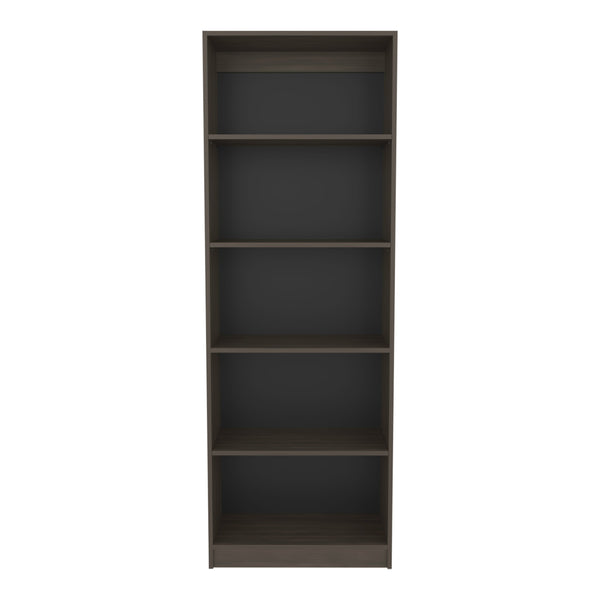 English Elm 4-Tier Bookcase Modern Vertical Storage in Dark Walnut & Black Wengue — Spacious, Eco-Friendly 4-Shelf Organizing Unit B097P350330