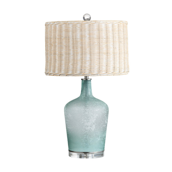 Crestview Collection 28"H Coastal Elegance Glass Table Lamp With Ombre Blue Finish, Crystal Base & Textured Shade   Cvazbs120