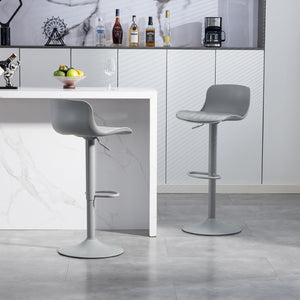 English Elm Bar Stools Set of 2 Adjustable Swivel Pu Leather Kitchen Island Seating with Back Gray W676P358681