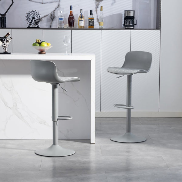 English Elm Bar Stools Set of 2 Adjustable Swivel Pu Leather Kitchen Island Seating with Back Gray W676P358681