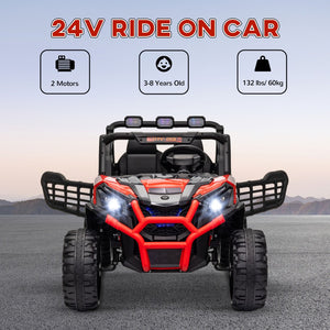 English Elm Qaba 24v Two Seat Kids Ride on Car with Dual Motors Spring Suspension Remote Red W2225P249872
