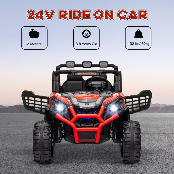 English Elm Qaba 24v Two Seat Kids Ride on Car with Dual Motors Spring Suspension Remote Red W2225P249872