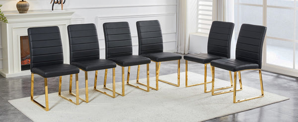 English Elm 6-pack Pu Leather Dining Chairs with Iron Frame and Thick Foam Cushion for Home or Office W2920S00102