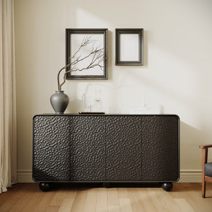 English Elm 59'' Sculptural Sideboard with Honeycomb Doors Sphere Legs and Generous Storage Space W2263P426699