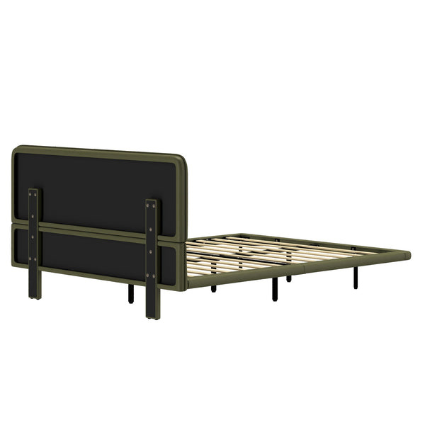 English Elm Christopher Knight Home® - Floating Bed Frame with LED Lights, Modern PU Leather Platform Queen Bed, Floating Design, Easy Cleanability and Assembly Green 63 L x 21 W x 7 H N761P205941G