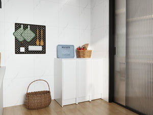 English Elm 36" Modular Plywood Storage Cabinet Glossy White Soft Close Doors for Bathroom or Bedroom W999S00520