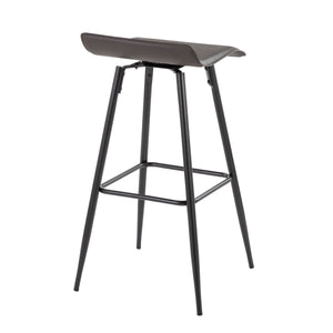 English Elm Ale 30" Contemporary Fixed-Height Bar Stool with Wave Upholstered Seat and Black Steel Base, Set of 2 Espresso B202P222129