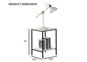 English Elm White Modern 3pc Table Set with Angular Geometric Metal Bases, Engineered Wood Surfaces, Sleek Living Room White 47 L x 21 W x 5 H B2741P392070