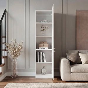 English Elm Butte Tall Two-tone Oak Bookcase with Concealed Doors and Open Shelves for Home Office B097P480466