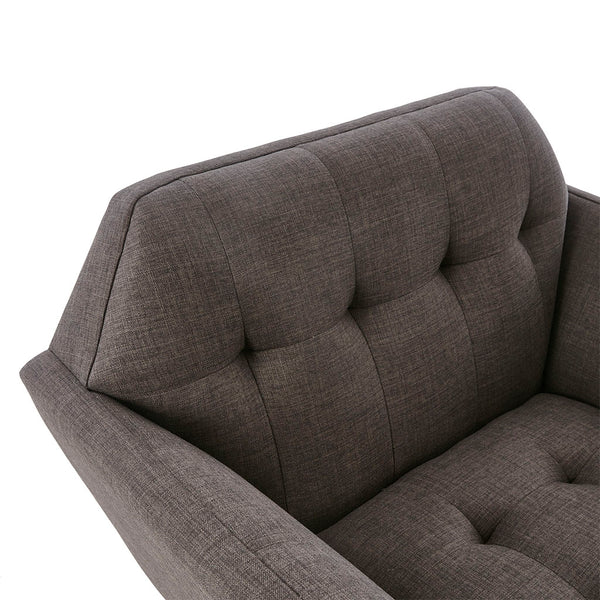 JLA Home INK+IVY - Wide Sculptural Mid-Century Lounge Chair with Hand-Tufted Detail, Durable Woven Upholstery, Solid Wood Legs Charcoal II110-0391