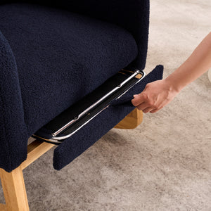 English Elm LY-5104 Plush High-Back Rocking Chair with Footrest & Storage Pocket, Ergonomic Foam Cushion for Nursery Blue W2231P292993