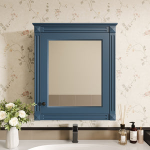 English Elm 24'' 24'' Wall Mounted Bathroom Mirror Cabinet with Adjustable Shelves, Space-Saving Modern Storage Solution Blue N710P195492C