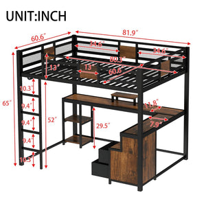English Elm Double Twin House Bed Pine Wood Frame Kids Playhouse Bunk with Storage Drawers W5305S00005