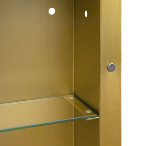 English Elm Rectangle LED Medicine Cabinet Mirror with Soft Touch Light, Magnetic Accessories, Tempered Shelves, Wall-Mounted Storage Gold W688P210791