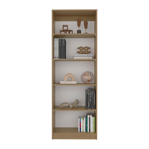 English Elm Home Four Shelves Bookcase Natural Oak Beige MDF – Multi-Tier Storage, Sturdy Display Organizer for Books, Decor, Plants B200P335315