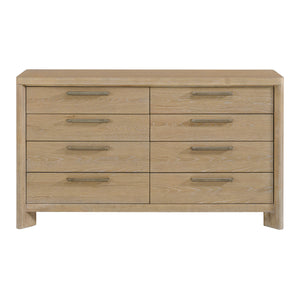 English Elm Wallace & Bay - Tan 8-Drawer Dresser Sand Dune Style — Contemporary Wood Storage, Easy-Care 64"W x 37"H Design B361P384427