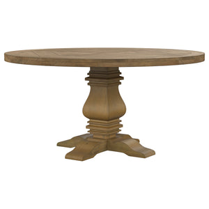 English Elm Rhea Rustic Honey Round Wood Dining Table with Solid Pine & Mahogany, Vintage Charm, Sturdy Elegance B062S00675