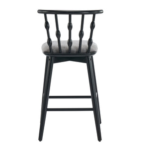 English Elm Christopher Knight Home® - Doria Sculptural Hourglass Back Barstool Set of 2 — Durable Rubberwood Frame, Plush Fabric Seat, Stylish Modern Appeal Black,Grey N775P299416B