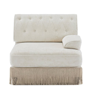 English Elm Sofa Rsf Velvet Fleece Chesterfield Sectional with Button Tufting and Tassel Skirt W714P450806