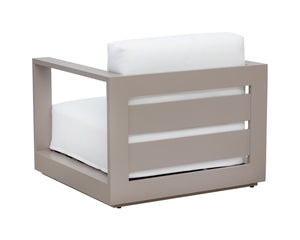 Sunpan TAVIRA Armchair - Modern Greige Aluminum Frame with Stinson White Fabric for Outdoor Comfort & Style 110478V