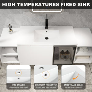 English Elm 60" Freestanding Double Sink Bathroom Vanity with Soft-close Doors and Three Drawers W999S00531