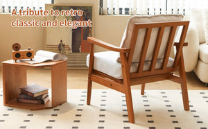 English Elm Cute Fabric Armchair Solid Wood Frame Compact Upholstered Seat for Bedroom or Apartment White W2105P420762