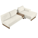 English Elm 114" L-Shaped Sofa Sectional Sofa With Two Usb Ports and Two Power Sockets, A Storage Drawer and A Reversible Chaise Lounge For Living Room, Beige