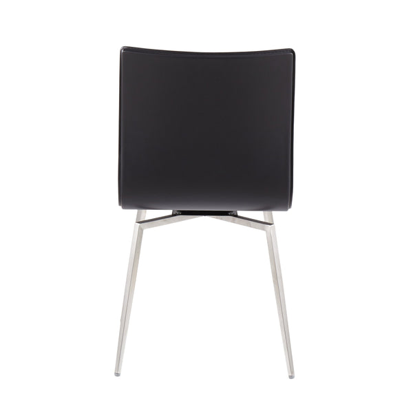 English Elm Mason Contemporary Upholstered Dining Chair with Swivel Stainless Steel Base Set of 2, Luxe FauxLeather Black B202P223610