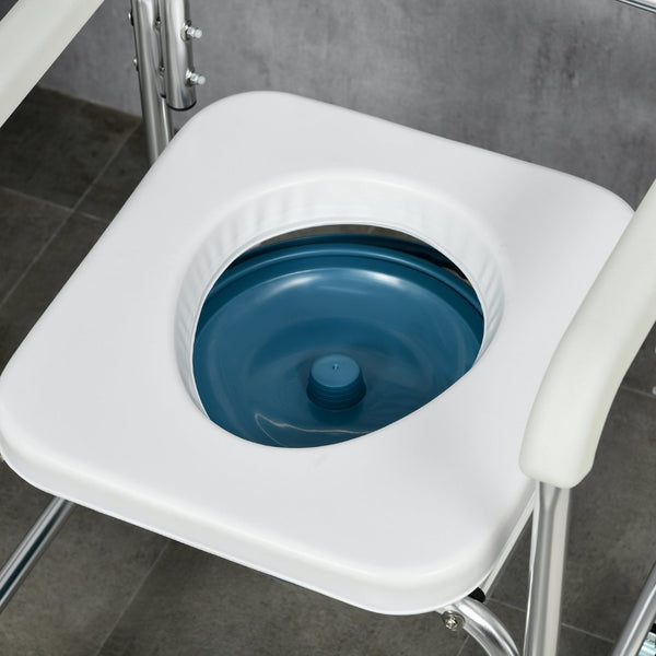 English Elm Homcom 3in1 Aluminum Commode Shower Wheelchair Padded Seat Waterproof Rolling Chair W2225P175515